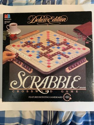 Vintage Milton Bradley Scrabble Deluxe Edition Complete 1989 Turntable