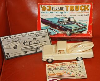 Vintage Amt Model Kit - 1963 Ford F - 100 Truck - Assembled,  Stock Version W/go - Kart