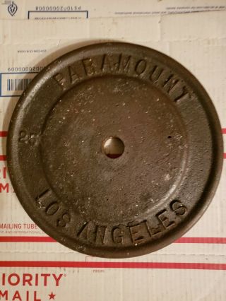 Vintage Paramount Los Angeles 25 Lb Cast Iron Weight Plate Replacement Sh