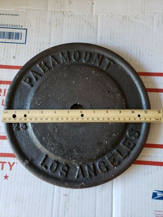 Vintage Paramount Los Angeles 25 lb Cast Iron Weight Plate Replacement SH 3