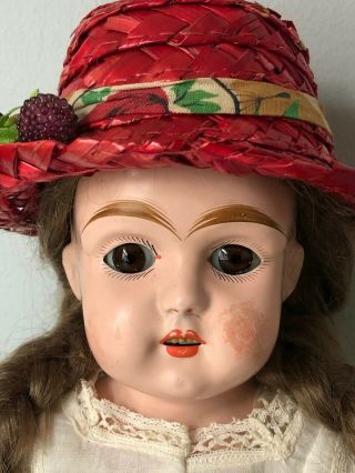 Rare Antique Kestner (?) Germany Metal Head 17” Doll With Leather Body