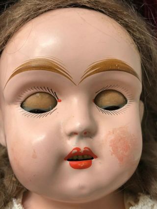 Rare Antique Kestner (?) Germany Metal Head 17” Doll with Leather Body 2