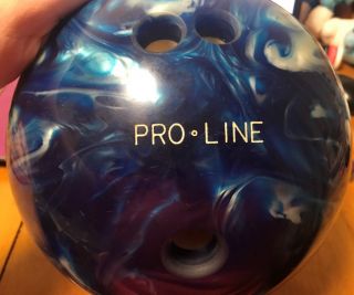 Brunswick Pro Line Vintage Womens Bowling Ball 10 Lb Blue White Swirl Top Line 3