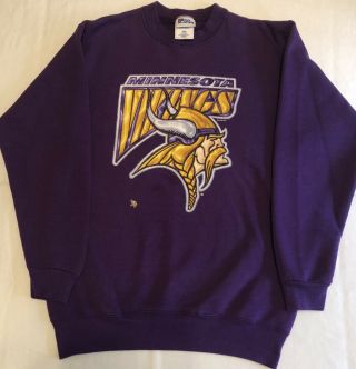 Vintage 1997 Minnesota Vikings Nfl Football Pro Player Sweater Sweatshirt Sz Xl