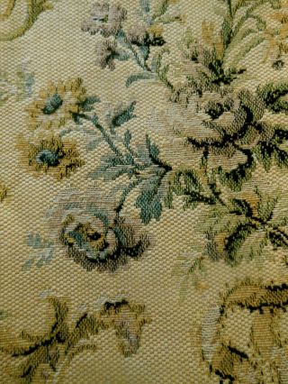 Antique French Roses Lilacs Ribbons Tapestry Fabric Blue Lavender Camel Mustard