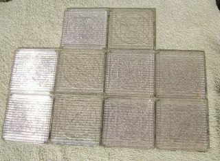 10 Antique Luxfer Frank Lloyd Wright Flower Prism Glass 4x4 Square Tiles