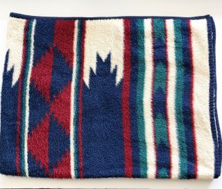Vintage Biederlack Blanket Aztec Tribal Southwest Native American Print 58”x75”
