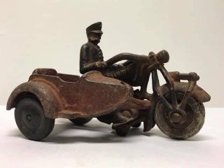 Antique Champion Cast Iron Motorcycle And Sidecar