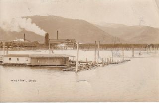 Vintage 1910 Real Photo Postcard Rppc Sandpoint Id - Docks & Mills