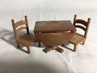 Calico Critters/sylvanian Families Vintage Drop Leaf Table With 2 Chairs