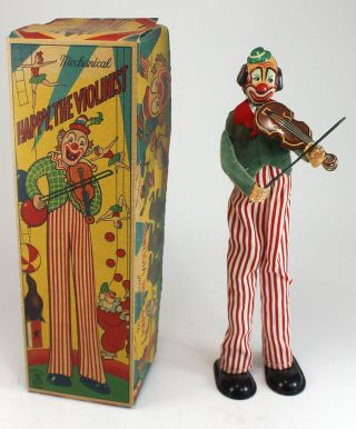 Mechanical Happy The Violinist Clown Antique Wind Up Toy – Tps Marked