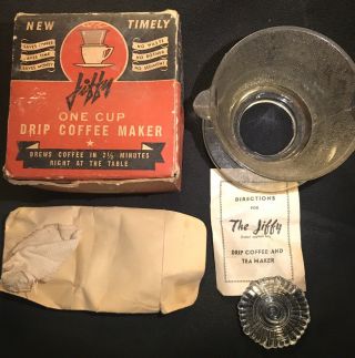 Vintage Jiffy One Cup Drip Coffee Maker (1940s Ww2 Era)