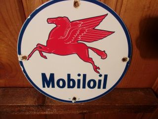 Vintage Mobiloil Porcelain Gas Station Motor Oil Lubester Plate Sign Dated