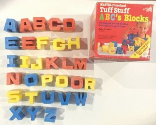 Vintage 1971 Mattel Tuff Stuff Alphabet Blocks Complete Qty 30 Box