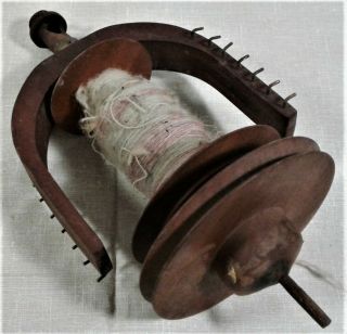 Antique Spinning Wheel Part Bobbin Spool Flyer Wood Wooden Wool 11 " Vintage