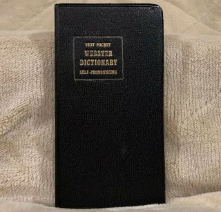Vtg 1962 Black Vest Pocket Webster English Dictionary Self - Pronouncing 3 " X5.  75 "