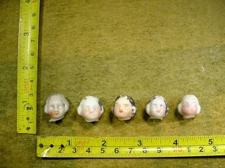 5 X Excavated Vintage Victorian Painted Doll Head Germany Kister Age 1860 12939