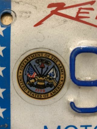 Kentucky Army Veteran Military Motorcycle License Plate 2