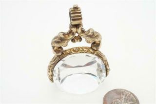Large Antique Georgian English Gold Filled Rock Crystal Spinner Fob C1820