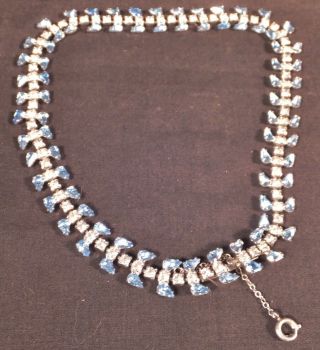 Vtg B.  David Blue Rhinestone Stunning Choker Necklace 13