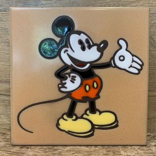 Vintage Disney Mickey Mouse Ceramic Tile Trivet / Hotplate By Masterworks 6x6 "