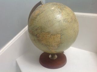 Antique Philips 12 " Inch Terrestrial Globe On Oak Base / World Map 1920 - 30 