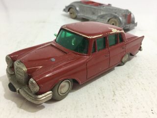 Vintage Schuco Micro Racer Mercedes 220 S Replace Wind Up Toy Car Red 1038