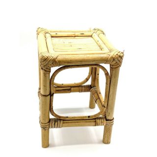 Vintage Small Bamboo / Wicker / Rattan Side Table Plant Stand Cute 10 "
