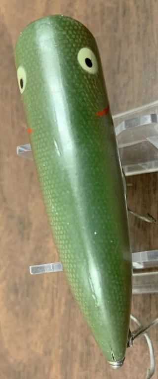 Vintage Heddon Chugger Spook Fishing Lure Green Scale SHAD Topwater Bass Tackle 3