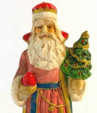 Vintage Santa Figurine,  Hand Painted Christmas Decor Ceramic,  St.  Nick,  Xmas 7 "