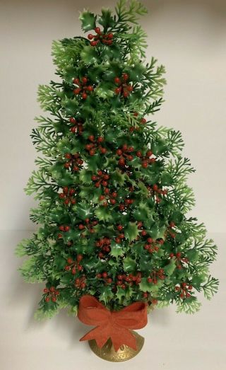 Vintage Plastic Christmas Tree Wall Hanging Mid Century Holiday Decor 15 " Green