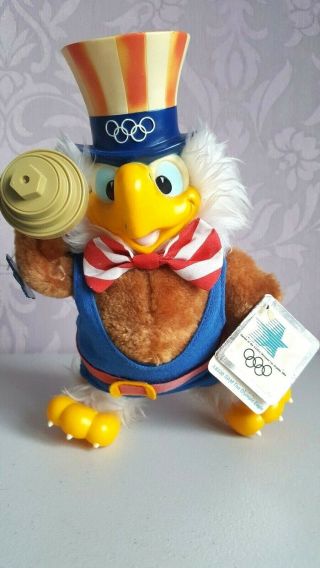 Sam The Eagle Olympic Los Angeles Mascot 1984 Plush Toy Weightlifting W Tag Vtg