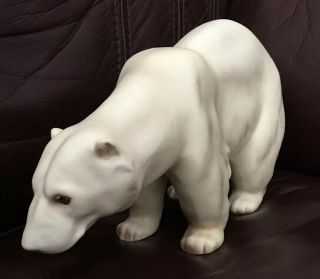 Vintage Ceramic Polar Bear Figurine 11” Long