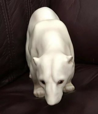 Vintage Ceramic Polar Bear Figurine 11” Long 3