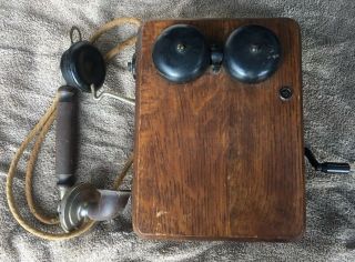 Antique Kellogg Switchboard & Supply Wood Crank Phone 1920’s
