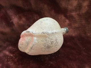 Antique Vintage Germany? Rose Hand Blown Flocked Glass Christmas Tree Ornament