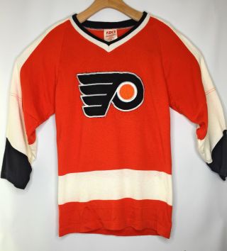 Vtg Sandow Sporting Knit Philadelphia Flyers Nhl Hockey Jersey Size Adult Small