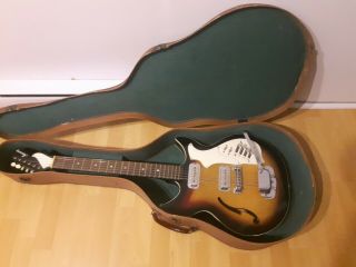 Vintage 1970 Harmony H82 Rebel Semi Hollow Electric Guitar (with Vintage Case)