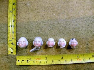 5 X Excavated Vintage Victorian Faded Painted Doll Head Age 1860 Kister 12737
