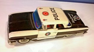 Vintage Highway Patrol Police Ford HAJI Tin Metal Toy Car Friction Japan Antique 2