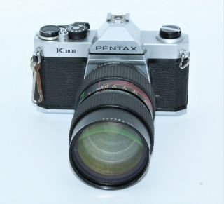 Vintage Pentax K - 1000 35mm Camera 105mm F 3.  5 J C Penney Telephoto Lens