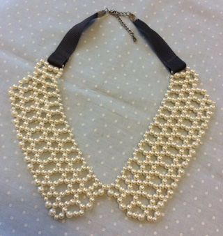 Vintage 1920’s Flapper Faux Pearl Beaded Peter Pan Collar Choker Necklace