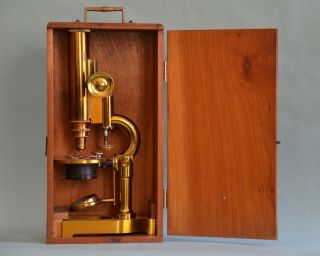 Rare Brass Microscope By E.  H.  & F.  H.  Tighe Of Detroit,  Michigan,  Circa 1885