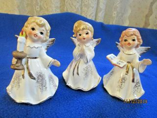Vintage Homco Ceramic Angel Figurines – Praying,  Singing,  Candle 5206