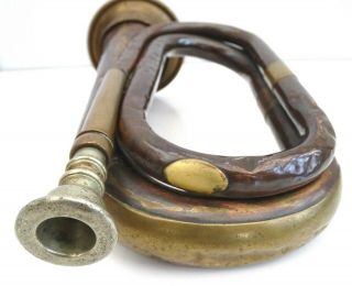 ANTIQUE WWI 1914 BRITISH ARMY COPPER & BRASS TRENCH BUGLE BY T&M 3