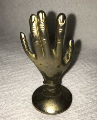 Vintage Brass Metal Human Hand Fingers Statue Figure Ring Jewelry Holder Display
