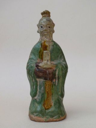 Fine Antique Chinese Authentic Ming Dynasty Pottery Court Official Figure Sancai