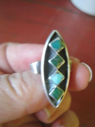 Old Pawn Vintage Native Navajo Sterling Silver Turquoise Ring Size 6.  5