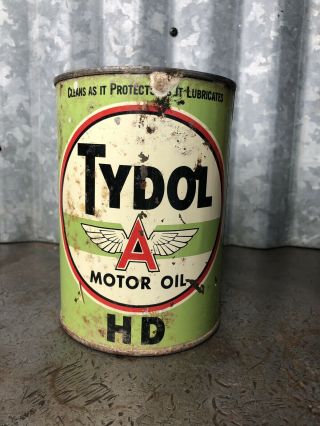 Vintage Tydol Flying A Motor Oil Quart Can Tin Advertising Sign