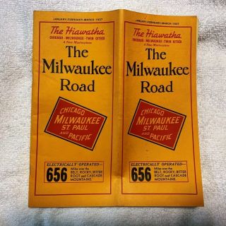 1937 Chicago Milwaukee St.  Paul And Pacific Railroad Time Tables,  The Hiawatha
